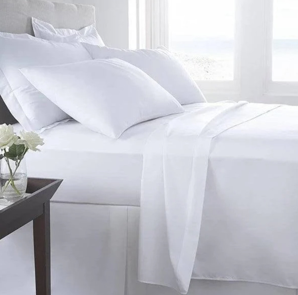 PB Dorm Full Size Flat Sheet Solid White Microfiber Bedding Pottery Barn Cooling